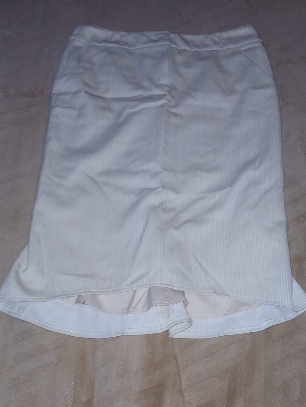 Womens BCBGMaxAzria White Tan Striped High-Low Pencil Skirt Sz: 0